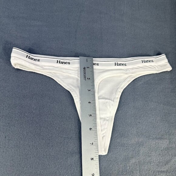 Hanes Womens Size Small 5 Panty Thong Cotton Stretch White New Without Tags - Picture 6 of 6